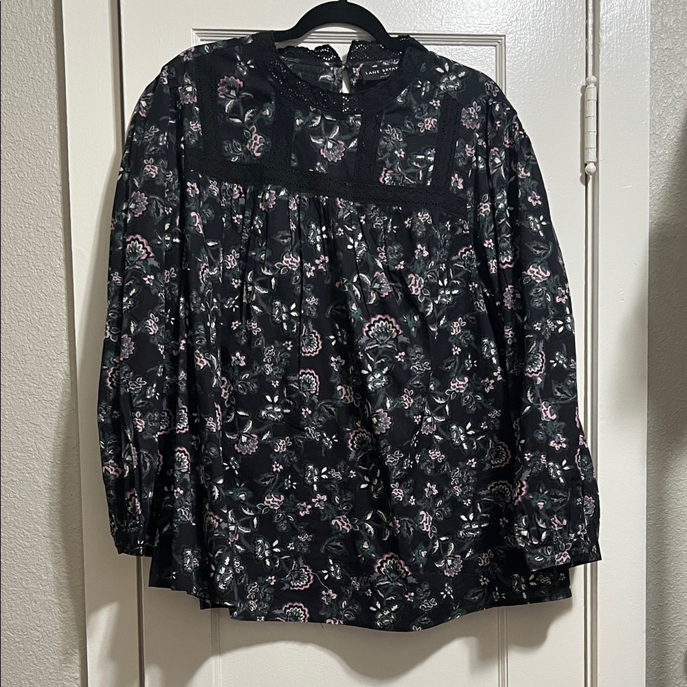 Lane Bryant Black Floral Blouse